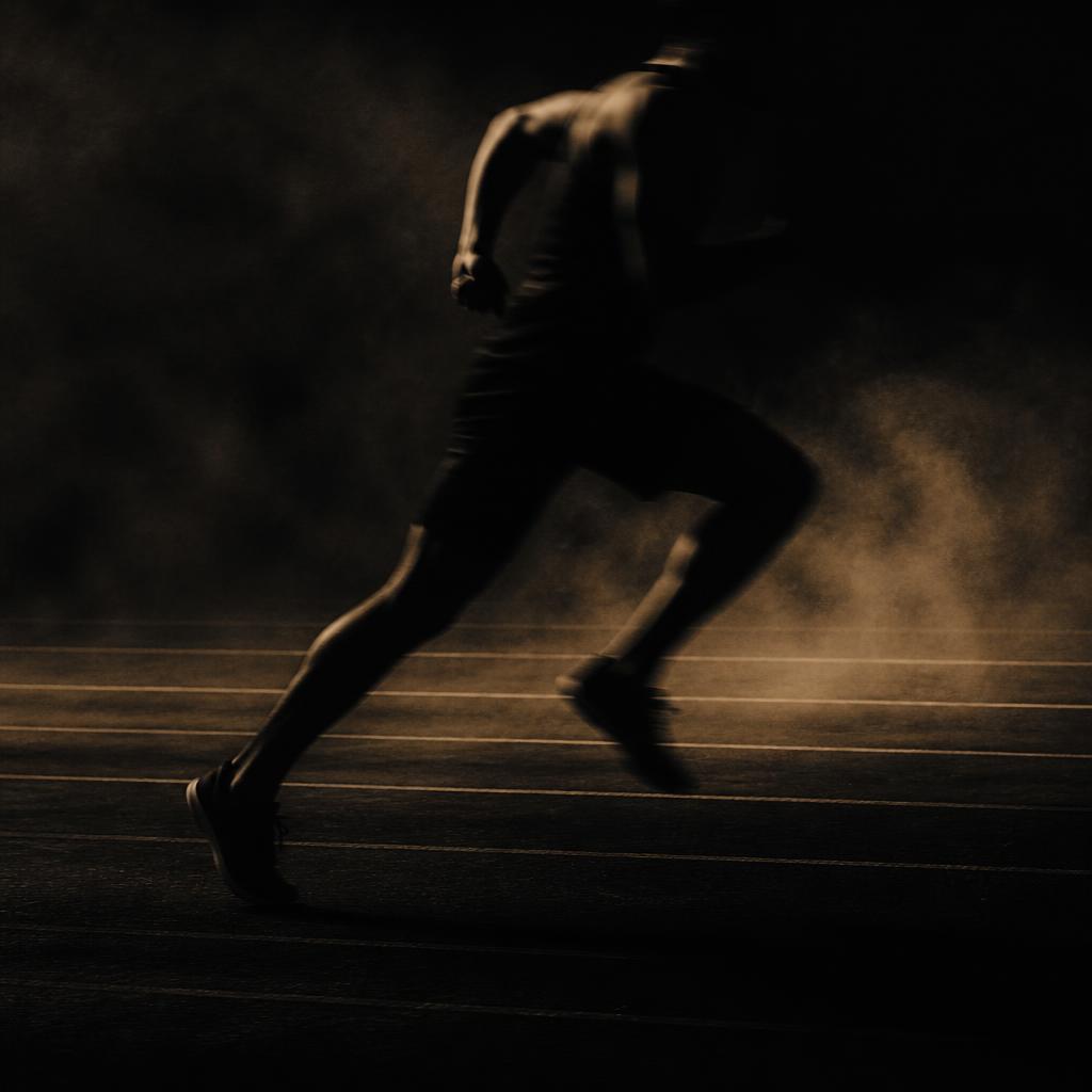 Athlete running under low light